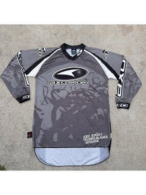 Vintage AXO TEAM ISSUE Padded Long Sleeve Blue Motocross Jersey Shirt Medium